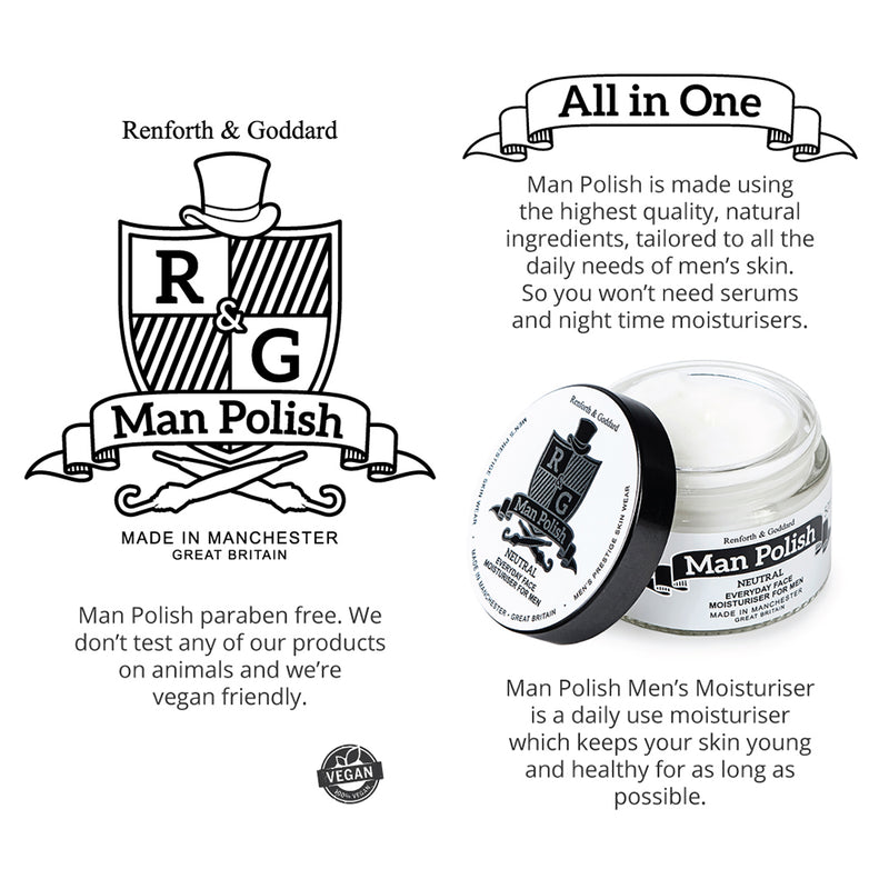 Man Polish Men's Moisturiser - Everyday All in One Face Moisturiser for Men - 50ml
